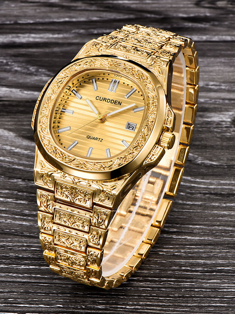 
	Alloy Hip-hop Carved Waterproof Mens Quartz Watch