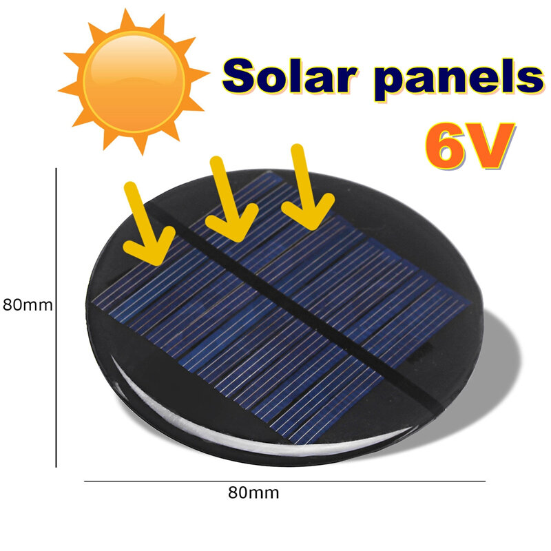 
	Mini Solar Panel Module 6V 2W 0.35A 80MM Round Poly Silicon DIY Epoxy Cell Batt