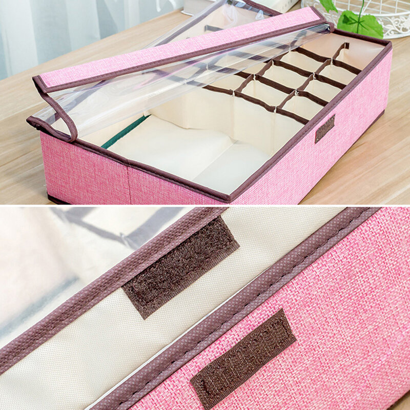 
	6 Colors Large Capacity Linen Storage Box Basket Clothes Bras Storage Bag