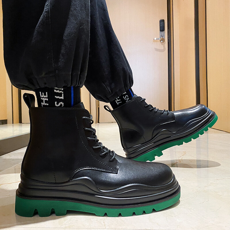 
	Men Stylish Non Slip Lace Up Casual Tooling Ankle Boots