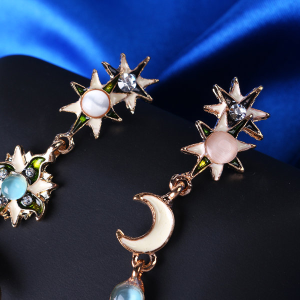 
	Stylish Trendy Star Sun Moon Rhinestone Crystal Stellar Dangle Earrings for Women Bohemian Jewelry