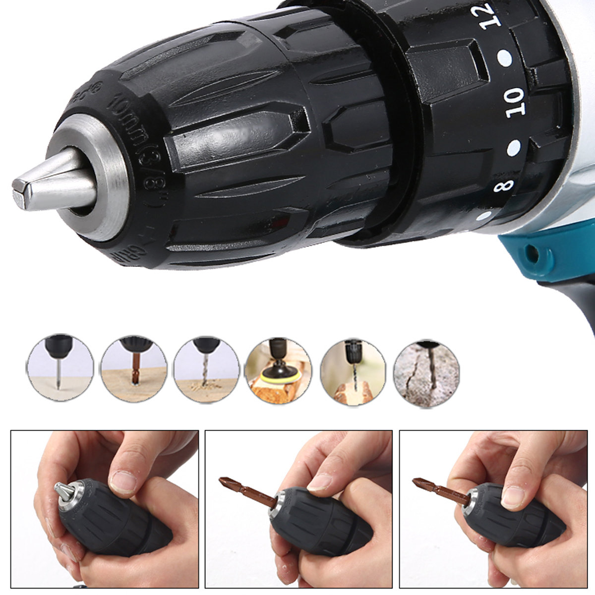 
	21V Cordless Power Impact Drill Rechargeable 2 Speed Electric Screwdriver Driver with 2 Batteries
