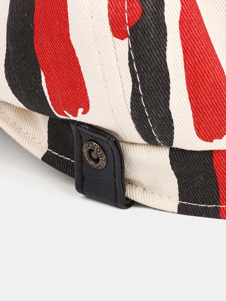 
	Men Thick Lines Pattern Fashion Casual Short Brim Flat Caps Beret Hat Newsboy Caps