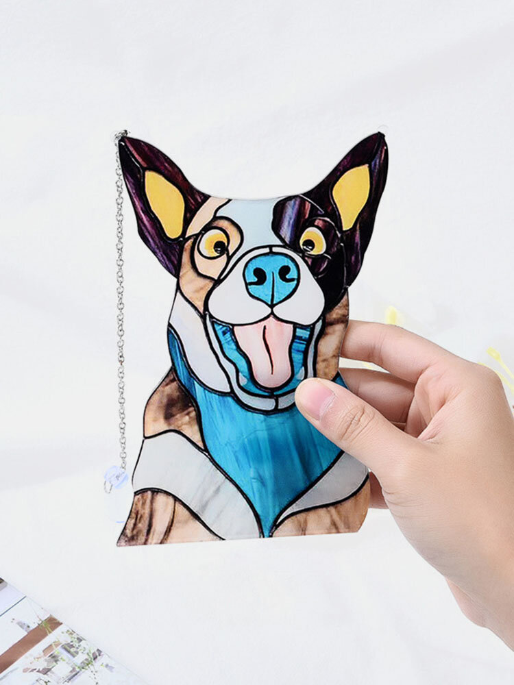 
	Cute Animal Pattern Hanging Decor Cat/Dog Print Sun Catcher Window Hanging Ornament Pendant For Garden Window Wall Door