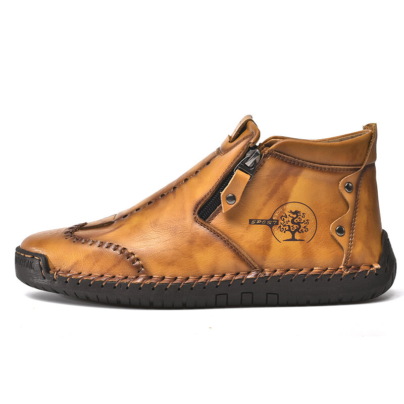 
	Men Stylish Side Zipper Microfiber Leather Soft Ankle Boots