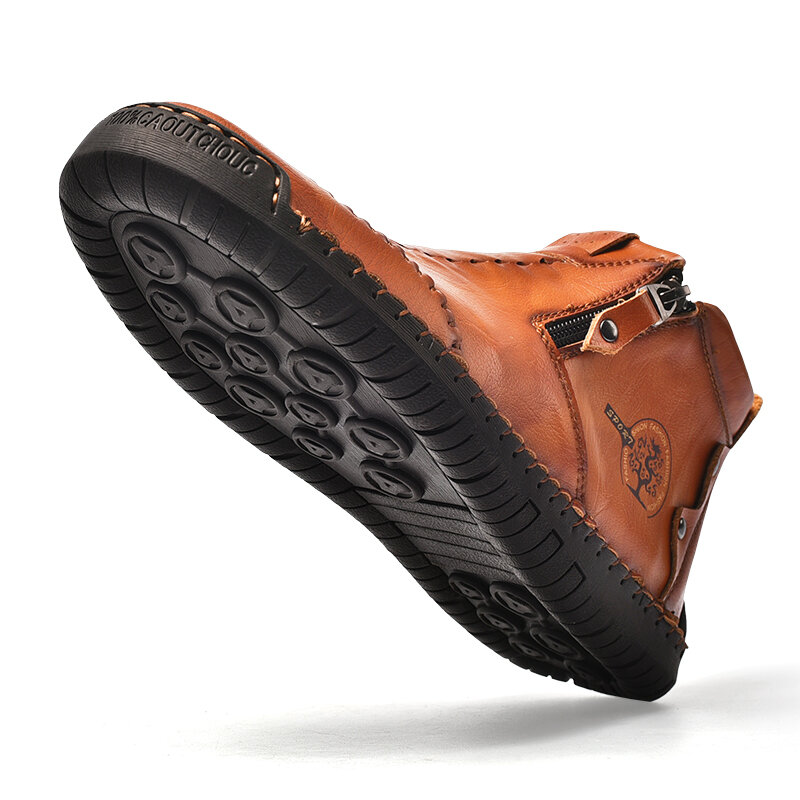 
	Men Stylish Side Zipper Microfiber Leather Soft Ankle Boots