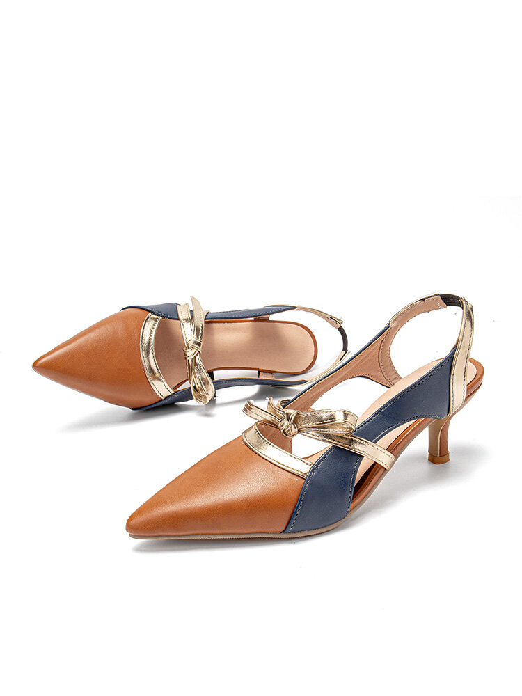 
	Womens Fashion Pointed Toe Side Cut-out Colorblock Mary Jane Heels