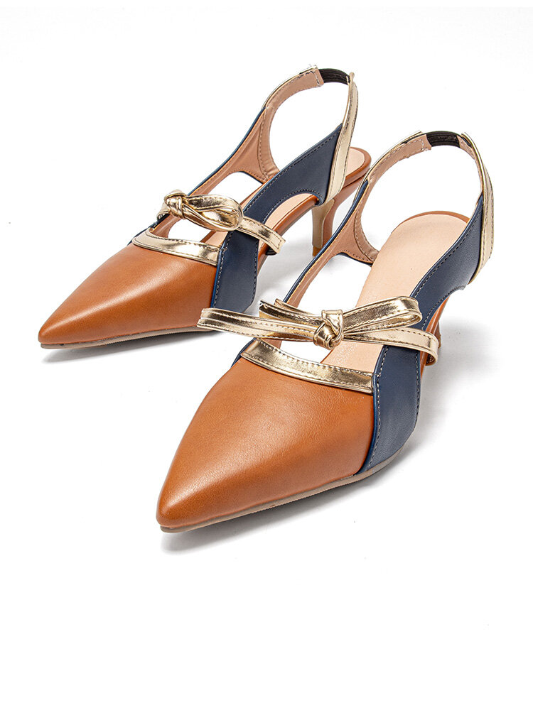 
	Womens Fashion Pointed Toe Side Cut-out Colorblock Mary Jane Heels