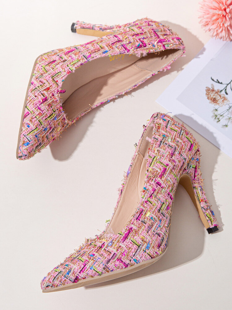 
	Pointed Toe Knitting Wool Design Party Fashion Heels