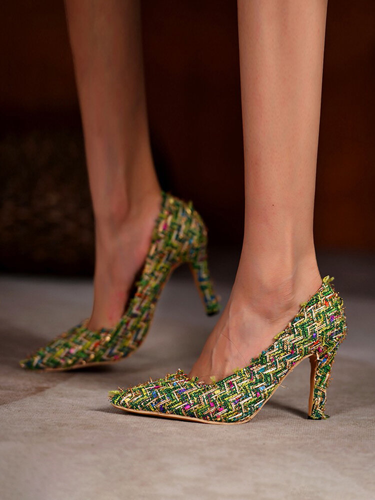 
	Pointed Toe Knitting Wool Design Party Fashion Heels