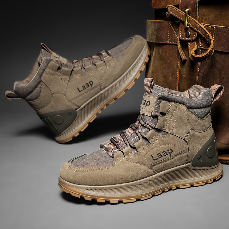 
	Men Outdoor Casual Canvas Splicing Lace Up Slip Resistant Ankle Boots