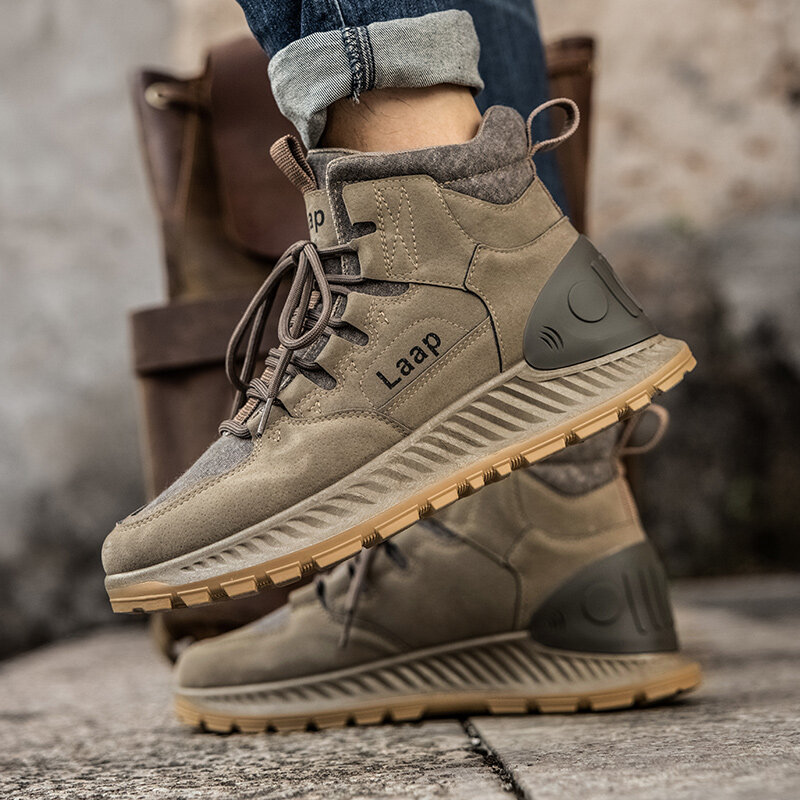 
	Men Outdoor Casual Canvas Splicing Lace Up Slip Resistant Ankle Boots