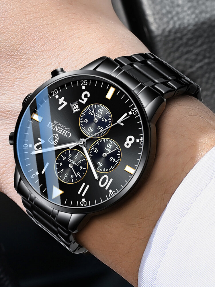 
	Business Full Steel Men Quartz Wristwatch Waterproof Date Clock Men Watch