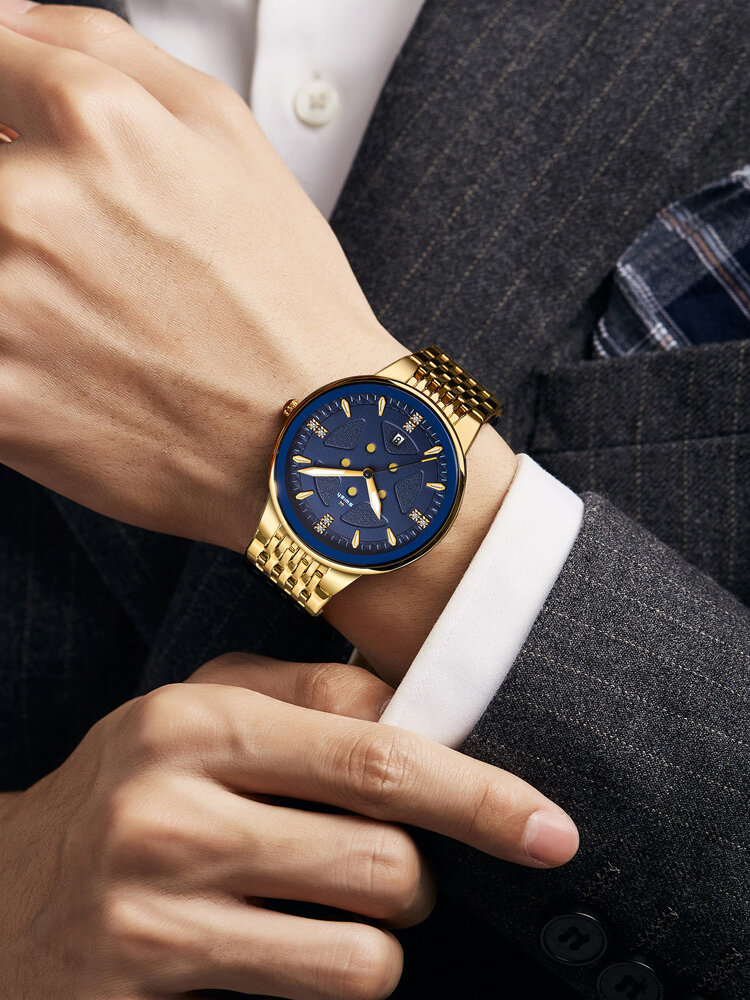 
	Business Men Watch Thin Steel Band Waterproof Automatic Calendar Luminous Quartz Watch