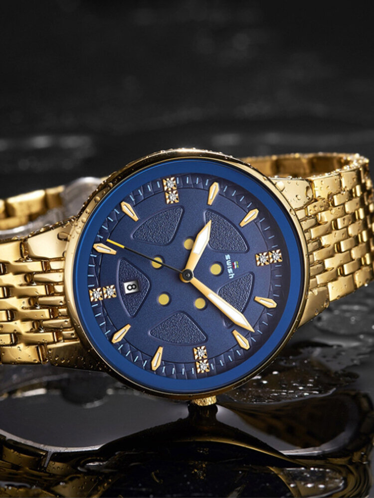 
	Business Men Watch Thin Steel Band Waterproof Automatic Calendar Luminous Quartz Watch