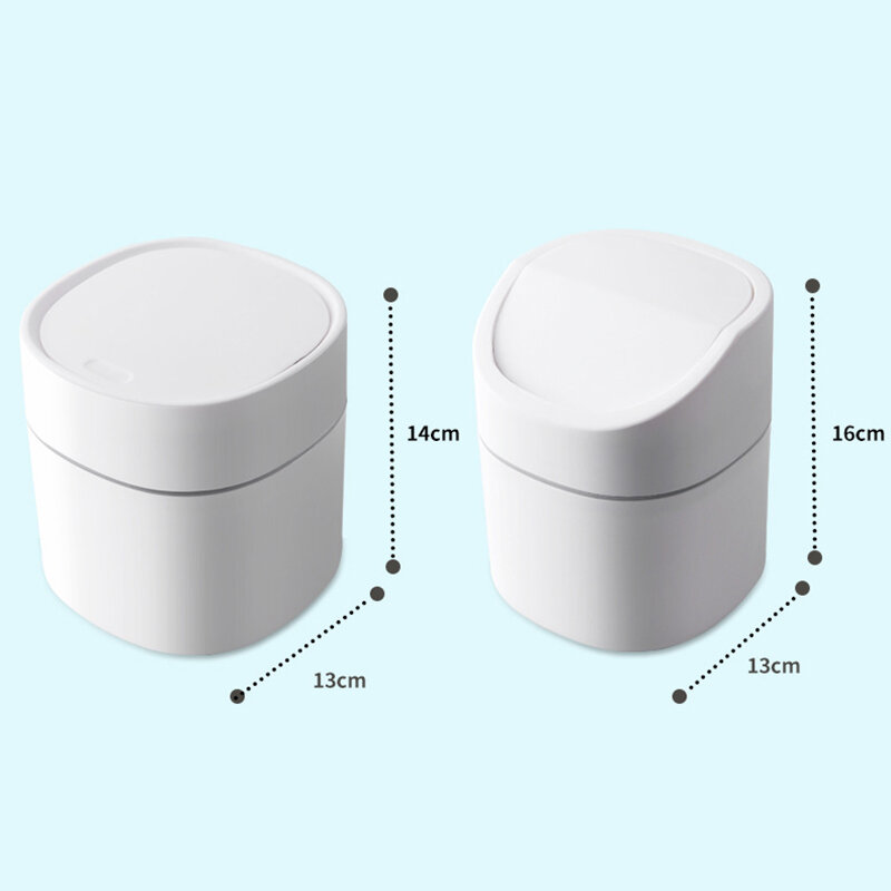 
	Desktop Trash Can Home Kitchen Desk Paper Basket Tube Covered Debris Storage Cleaning