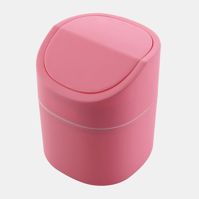 
	Desktop Trash Can Home Kitchen Desk Paper Basket Tube Covered Debris Storage Cleaning