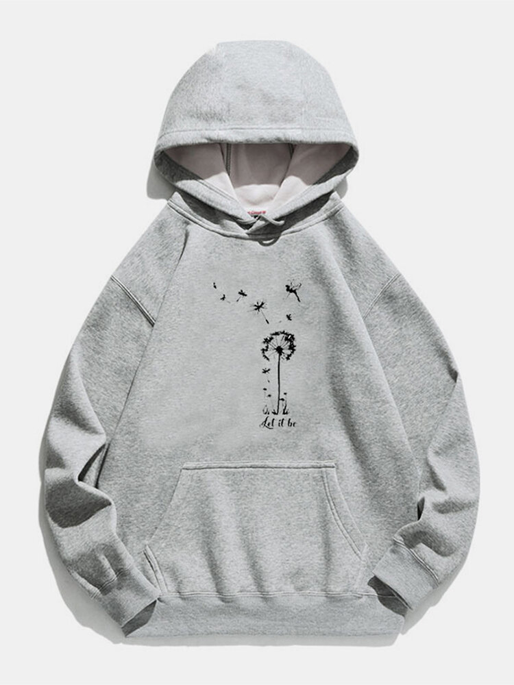 
	Flower Printed Long Sleeve Drawstring Hoodie For Women