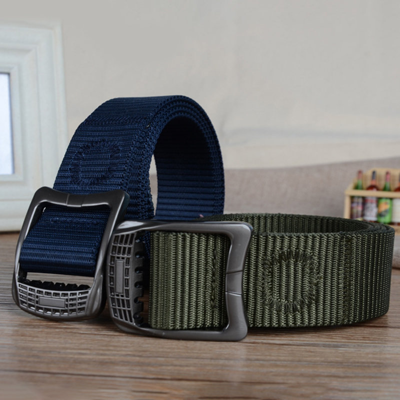 
	Men Plate Buckle Nylon Belt Prevent Aller Outdoor Sport Durable Pants Strip Outdoor Wild Casual Belt