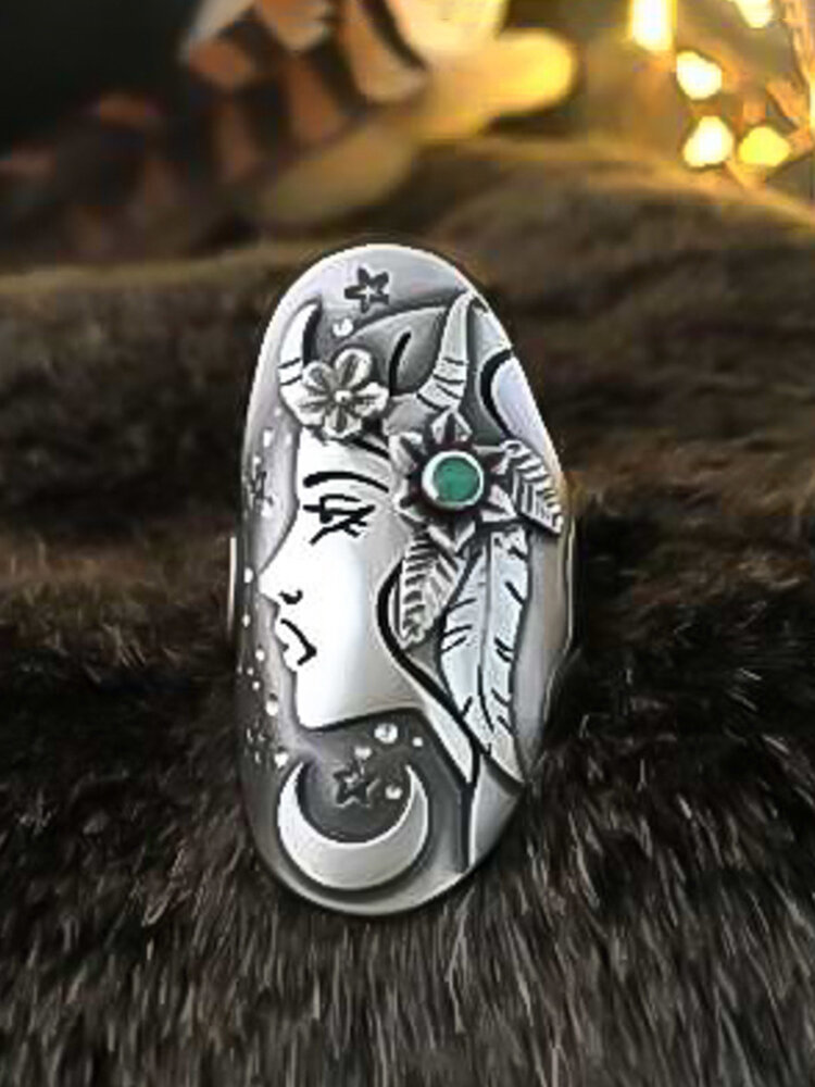 
	Vintage Shepherd Girl Rings Star Thai Silver Ring