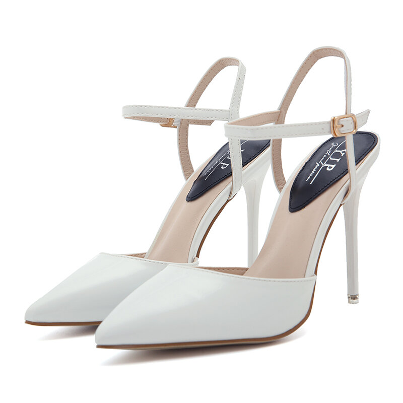 
	Sexy Stiletto Heel Pointed Toe Solid Buckle Strap Pumps