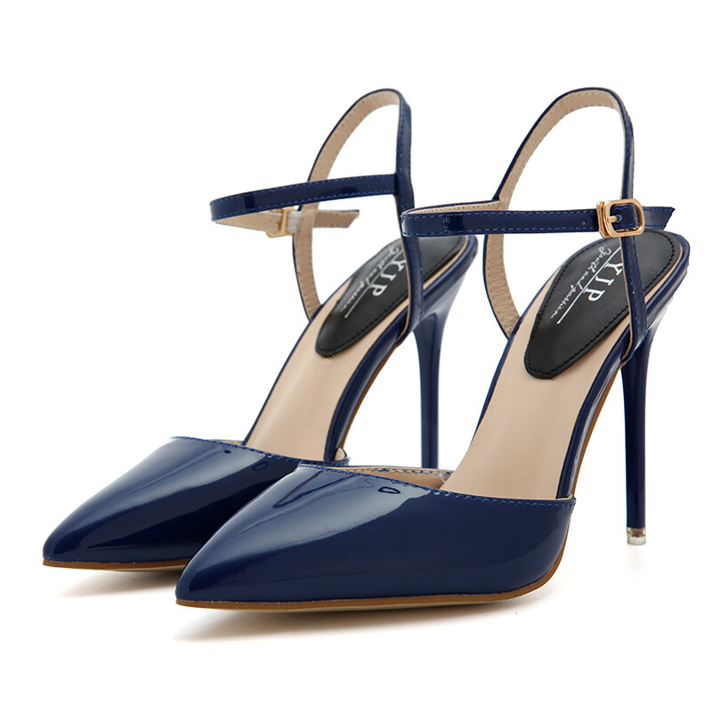 
	Sexy Stiletto Heel Pointed Toe Solid Buckle Strap Pumps