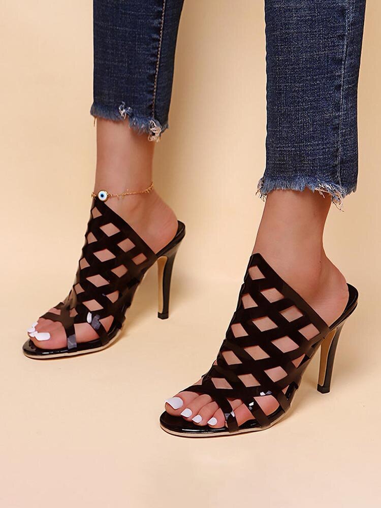 
	Large Size Women Fashion Casual Colorful Sequined Hollow Sandals Antiskid Soft Comfy High Heels