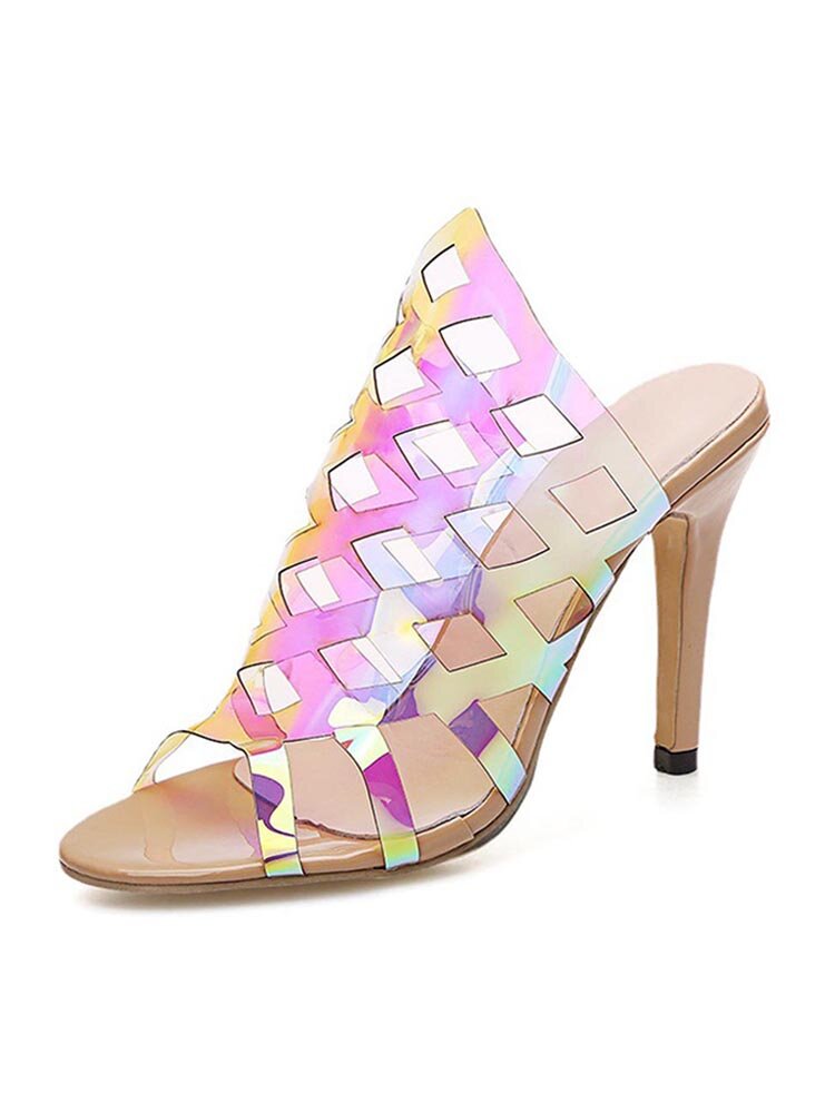 
	Large Size Women Fashion Casual Colorful Sequined Hollow Sandals Antiskid Soft Comfy High Heels