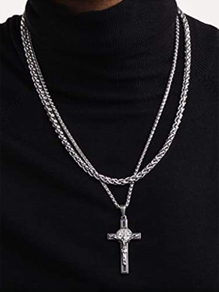 
	3mm Vintage Men&rsquo;s Necklace Square Chain Necklaces Polished Stainless Steel Single Chain