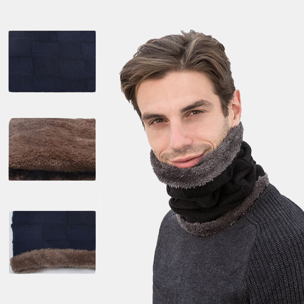 
	Men 2/3PCS Plus Velvet Keep Warm Winter Neck Protection Headgear Scarf Full-finger Gloves Knitted Hat Beanie