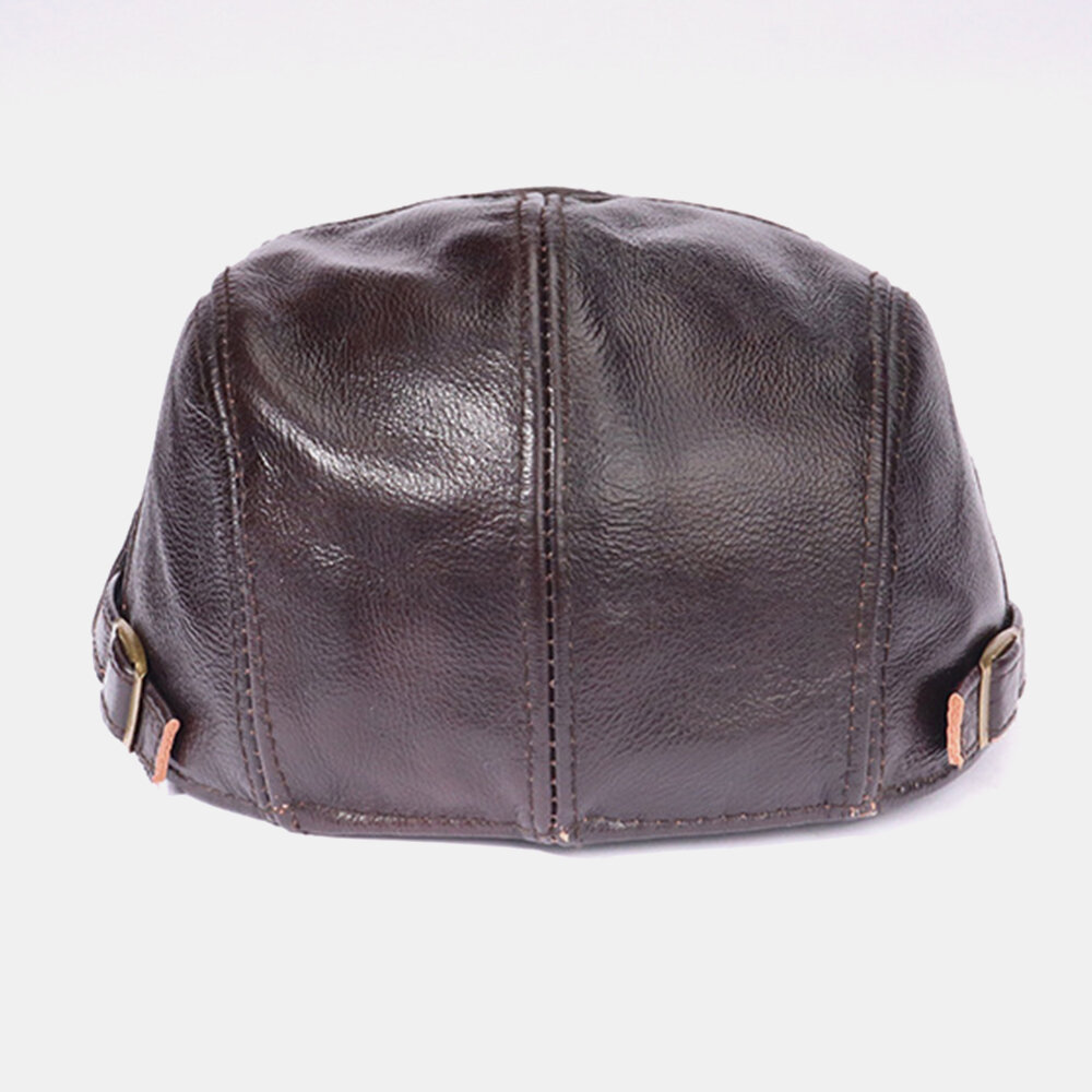 
	Men&rsquo;s Genuine Leather Top Layer Cowhide Hat Spring And Autumn Single Leather Thin Single Layer Forward Cap