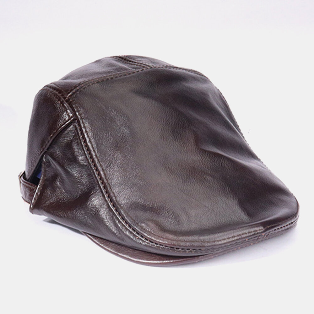 
	Men&rsquo;s Genuine Leather Top Layer Cowhide Hat Spring And Autumn Single Leather Thin Single Layer Forward Cap