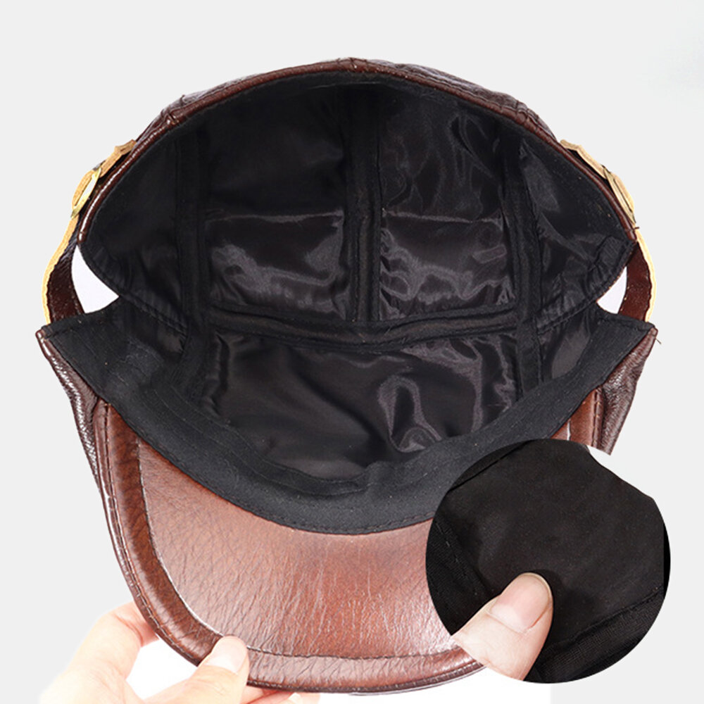 
	Men&rsquo;s Genuine Leather Top Layer Cowhide Hat Spring And Autumn Single Leather Thin Single Layer Forward Cap