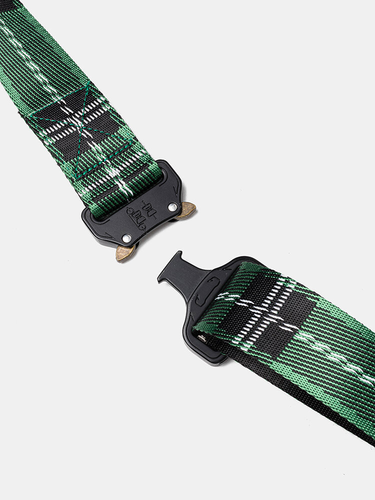 
	160CM Men&rsquo;s Plaid Stripe Nylon Military Tactical Waist Belt Sport Pants Buckle With Plate Bucklet