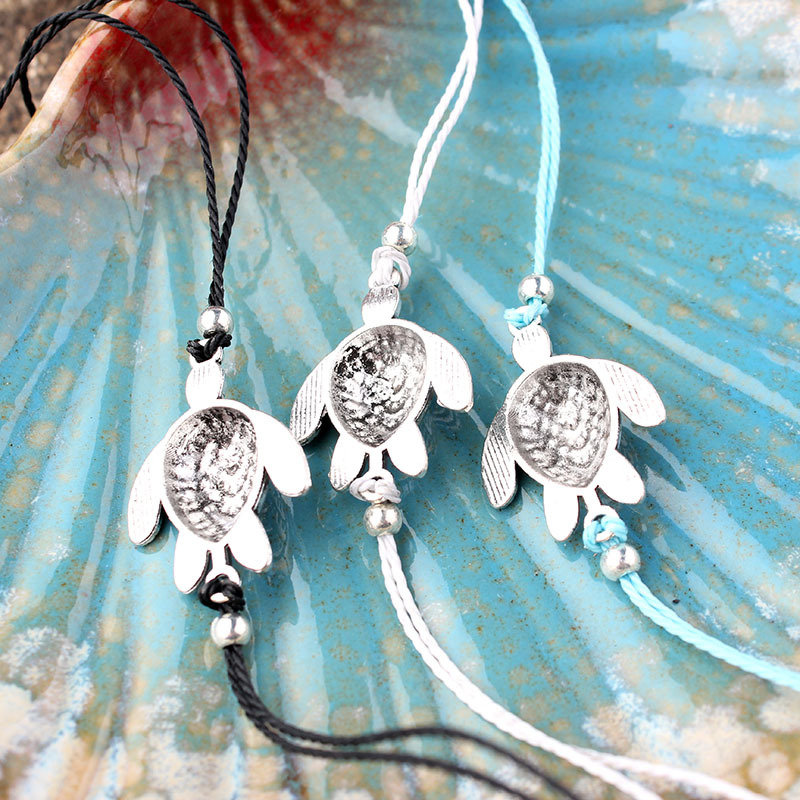
	Bohemian Turtle Anklets Adjustable Wax Rope Black Blue White Ankle Bracelet Ankle Ring Foot Jewelry