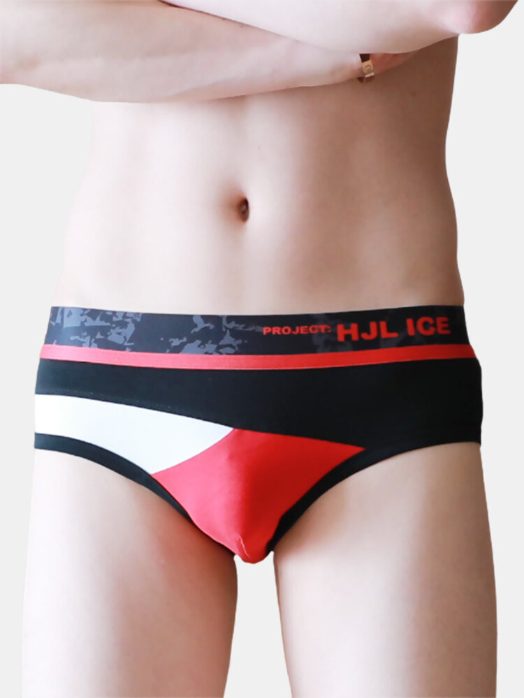 
	Sexy Colorblock Patchwork Cotton Breathable Underwear Thin Stitching Elastic Brief for Men