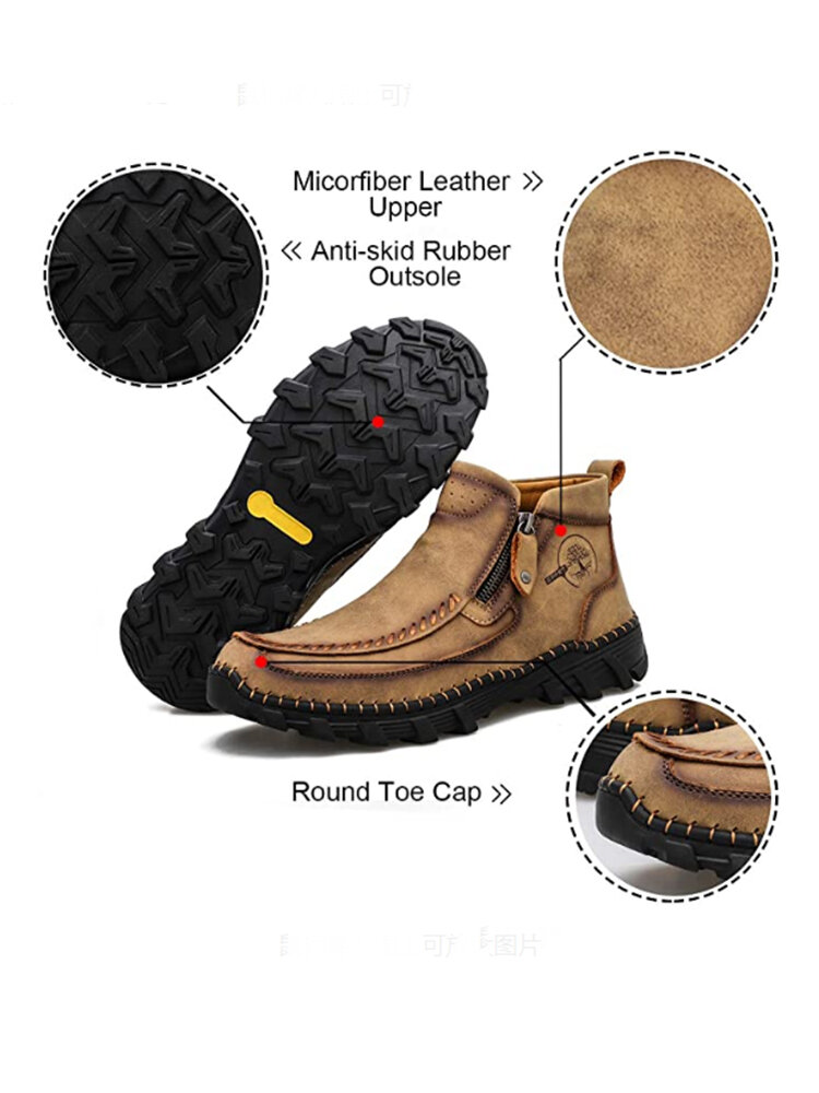 
	Men Hand Stitching Outdoor Slip Resistant Side Zipper Ankle Boots