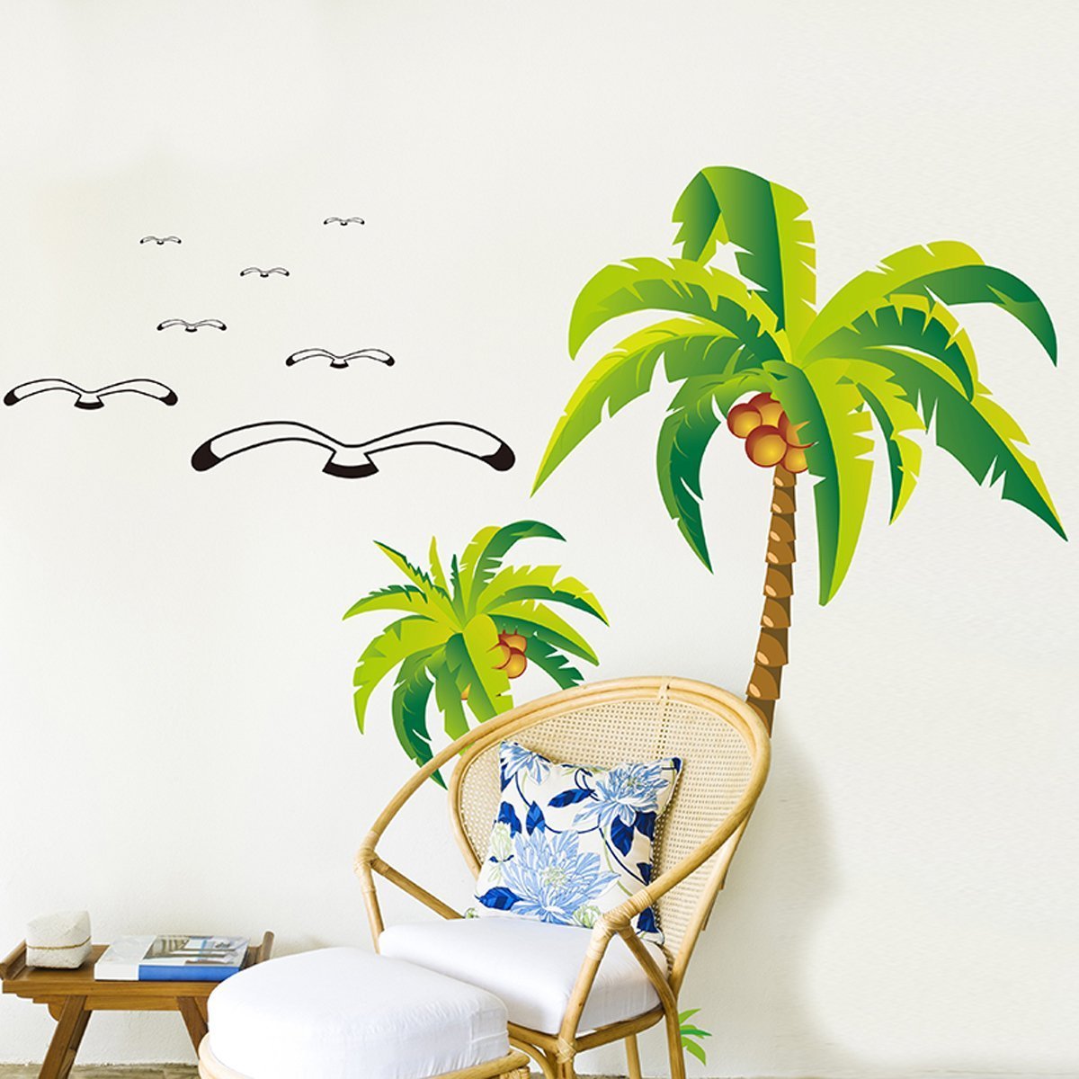 
	Coconut Palm Trees Seagulls Removable Wall Sticker Decal Art Mural Home Decor