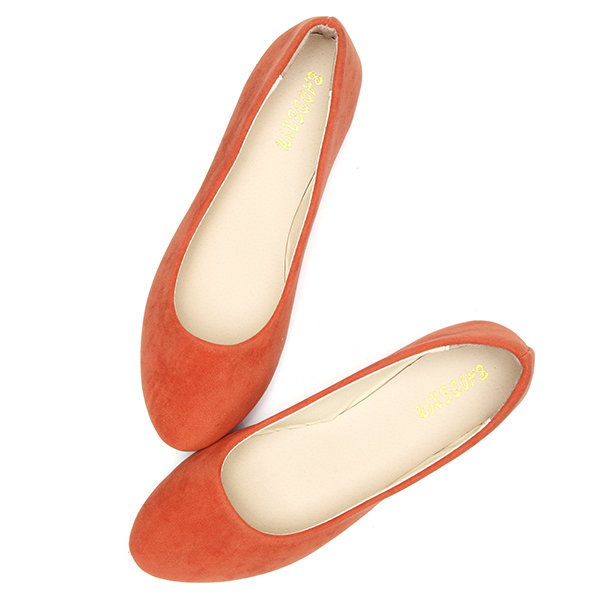 
	Big Size Suede Candy Color Pure Color Pointed Toe Light Ballet Flat Shoes