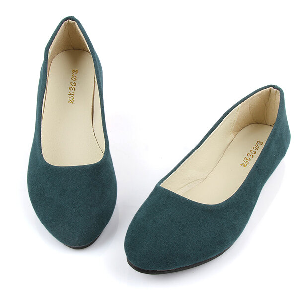 
	Big Size Suede Candy Color Pure Color Pointed Toe Light Ballet Flat Shoes