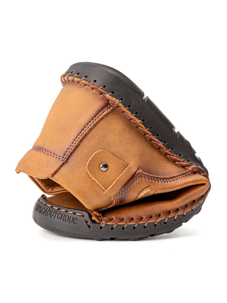 
	Men Hand Stitching Leather Non Slip Soft Sole Casual Ankle Boots