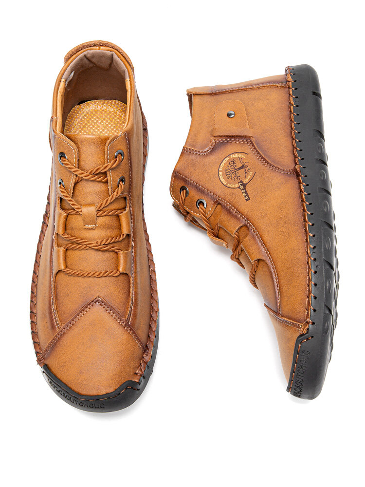 
	Men Hand Stitching Leather Non Slip Soft Sole Casual Ankle Boots