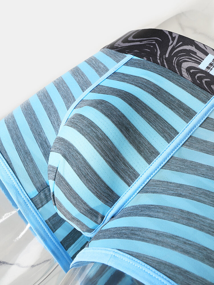 
	Ice Silk Striped Comfy Breathable Boxer Briefs For Men