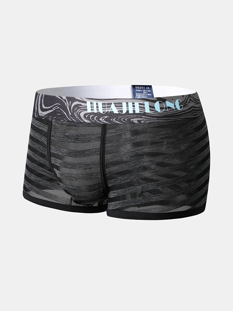 
	Ice Silk Striped Comfy Breathable Boxer Briefs For Men