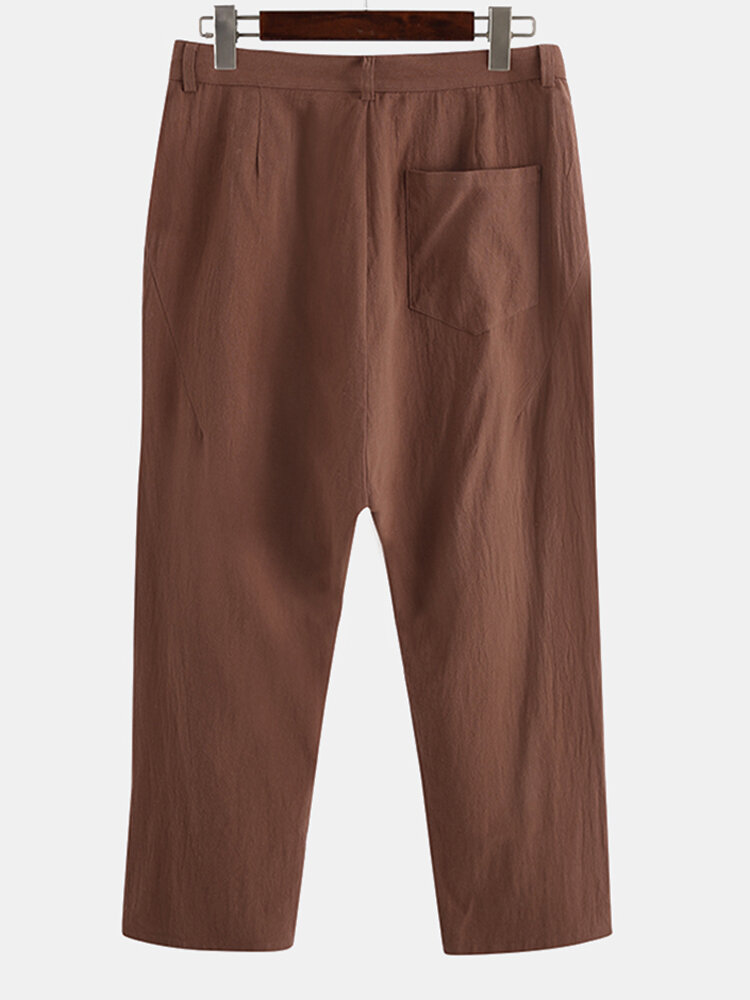 
	Mens Cotton Linen Embroidery Chinese style Loose Straight Harem Pants