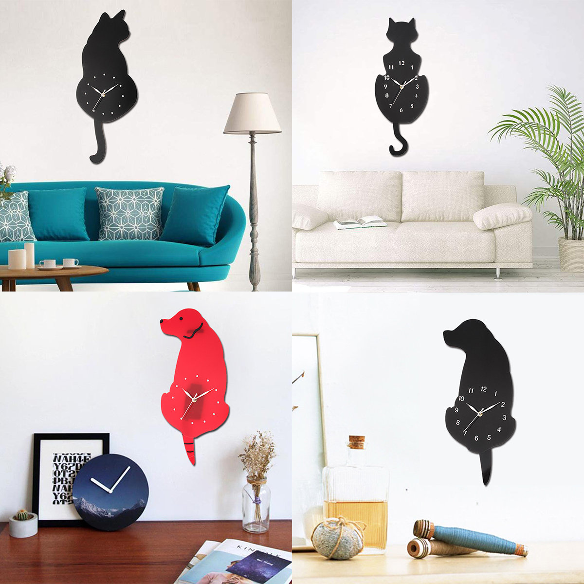 
	Ticking Animal Shaped Picture Wall Clock Swinging Tail Pendulum Battery Operated