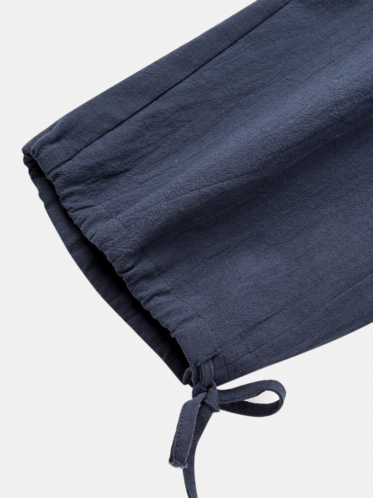 
	Mens Solid Color Loose Breathable Drawstring Waist Ankle Jogger Pants