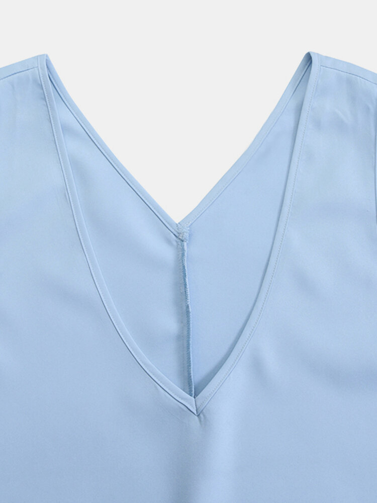 
	Solid Color Sleeveless V-neck Maxi Casual Dress For Women