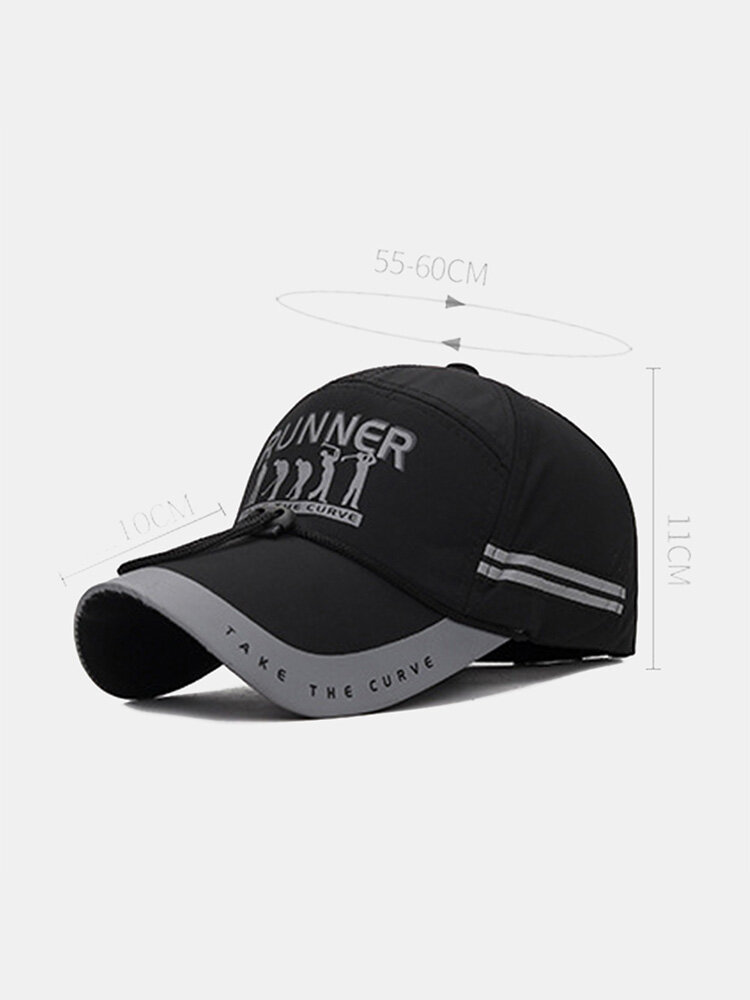 
	Unisex Cotton Quick-drying Letter Print With Night Reflective Strip Windproof Rope Outdoor Sunshade Baseball Cap