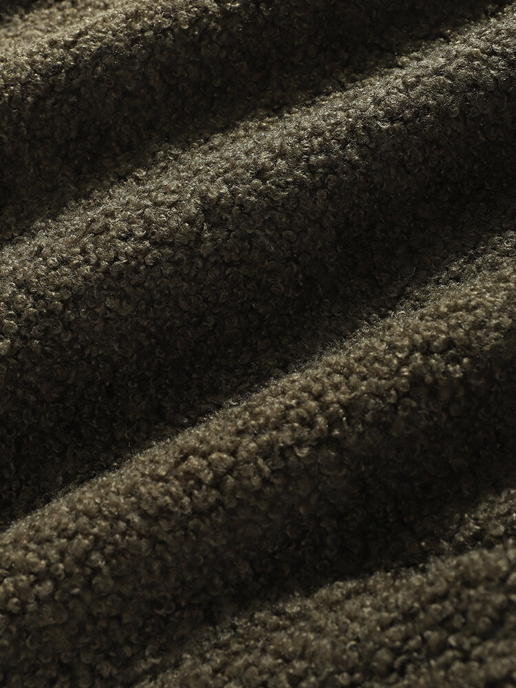 
	Mens Plush Thick Multi-Pocket Casual Drawstring Waist Teddy Jogger Pants